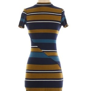 Abercrombie & Fitch Mock Neck Body Con Striped Dress